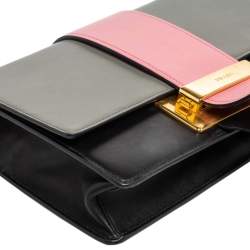 Pre Owned Prada Tricolor Leather Ribbon Flap Crossbody Bag