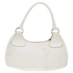 Pre Owned Prada White Vitello Daino Leather Shoulder Bag