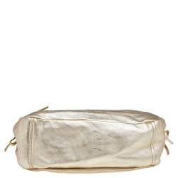 Pre Owned Prada Metallic Gold Leather Baguette Bag