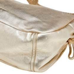 Pre Owned Prada Metallic Gold Leather Baguette Bag