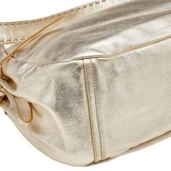Pre Owned Prada Metallic Gold Leather Baguette Bag