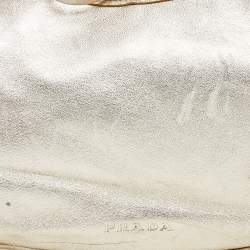 Pre Owned Prada Metallic Gold Leather Baguette Bag