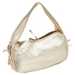 Pre Owned Prada Metallic Gold Leather Baguette Bag