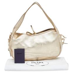 Pre Owned Prada Metallic Gold Leather Baguette Bag