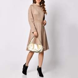 Pre Owned Prada Metallic Gold Leather Baguette Bag