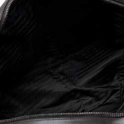 مملوكة مسبقًا Prada Grey/White Vitello Drive and Perforated Leather Bowler Bag