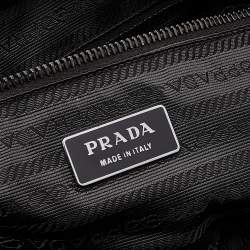 مملوكة مسبقًا Prada Grey/White Vitello Drive and Perforated Leather Bowler Bag