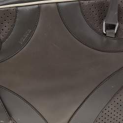 مملوكة مسبقًا Prada Grey/White Vitello Drive and Perforated Leather Bowler Bag
