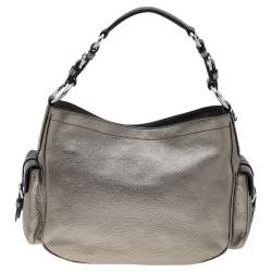 Pre Owned Prada Metallic Vitello Daino Leather Hobo