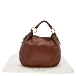 Pre Owned Prada Brown Cervo Leather Hobo