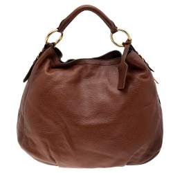 Pre Owned Prada Brown Cervo Leather Hobo
