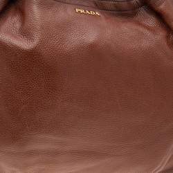 Pre Owned Prada Brown Cervo Leather Hobo