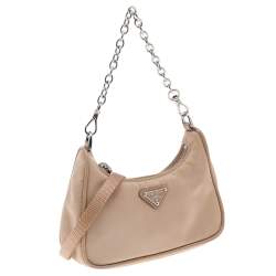 Pre Owned Prada Beige Nylon Re-Edition 2005 Shoulder Bag