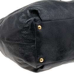 Pre Owned Prada Black Cervo Lux Leather Chain Tote