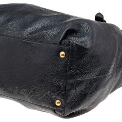 Pre Owned Prada Black Cervo Lux Leather Chain Tote