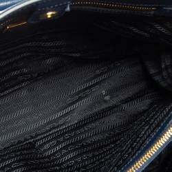 Pre Owned Prada Navy Blue Saffiano Lux Leather Medium Middle Zip Tote