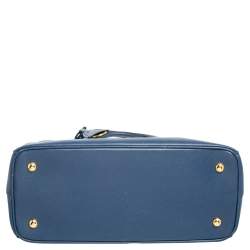 Pre Owned Prada Navy Blue Saffiano Lux Leather Medium Middle Zip Tote