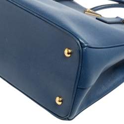 Pre Owned Prada Navy Blue Saffiano Lux Leather Medium Middle Zip Tote