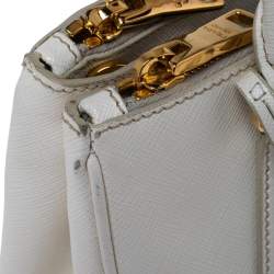 Pre Owned Prada White Saffiano Leather Mini Galleria Tote