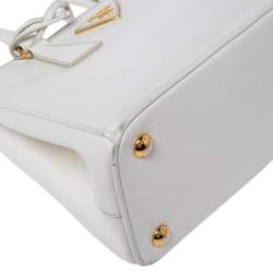 Pre Owned Prada White Saffiano Leather Mini Galleria Tote