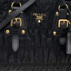 Pre Owned Prada Black Tessuto Nylon Gaufre Tote 