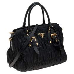 Pre Owned Prada Black Tessuto Nylon Gaufre Tote 