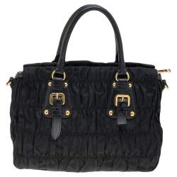 Pre Owned Prada Black Tessuto Nylon Gaufre Tote 