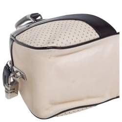 Pre Owned Prada Dark Brown/Cream Perforated Leather Drive Bowler Bag
