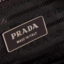 Pre Owned Prada Dark Brown/Cream Perforated Leather Drive Bowler Bag