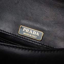 Pre Owned Prada Black/Green Saffiano Leather and Alligator Cahier Shoulder Bag