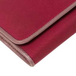 Pre Owned Prada Pink Nylon and Leather Continental Wallet