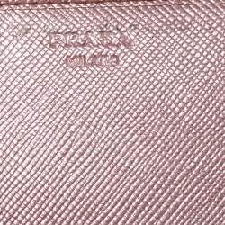 Pre Owned Prada Pink Nylon and Leather Continental Wallet