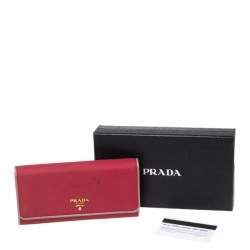 Pre Owned Prada Pink Nylon and Leather Continental Wallet