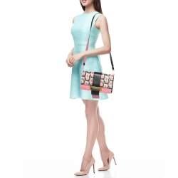 Pre Owned Prada Multicolor Floral Print Leather Plex Ribbon Shoulder Bag