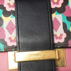 Pre Owned Prada Multicolor Floral Print Leather Plex Ribbon Shoulder Bag