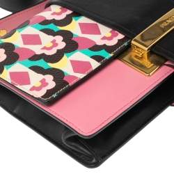 Pre Owned Prada Multicolor Floral Print Leather Plex Ribbon Shoulder Bag