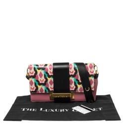 Pre Owned Prada Multicolor Floral Print Leather Plex Ribbon Shoulder Bag