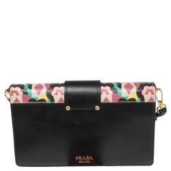 Pre Owned Prada Multicolor Floral Print Leather Plex Ribbon Shoulder Bag