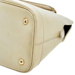 Pre Owned Prada Cream Saffiano Vernice Leather Open Promenade Satchel