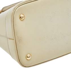 Pre Owned Prada Cream Saffiano Vernice Leather Open Promenade Satchel