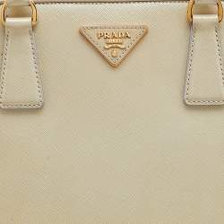 Pre Owned Prada Cream Saffiano Vernice Leather Open Promenade Satchel