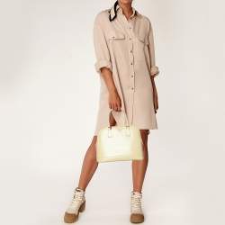 Pre Owned Prada Cream Saffiano Vernice Leather Open Promenade Satchel
