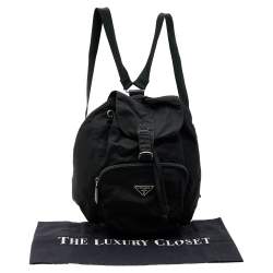 Prada Black Tessuto Nylon Vintage Drawstring Backpack