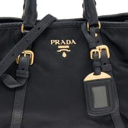 Pre Owned Prada Black Tessuto Nylon And Leather Satchel