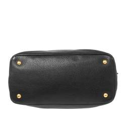 Pre Owned Prada Black Vitello Daino Leather Middle Zip Tote