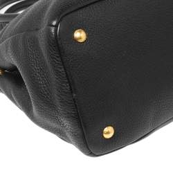 Pre Owned Prada Black Vitello Daino Leather Middle Zip Tote