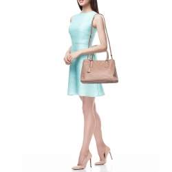 Pre Owned Prada Beige Saffiano Leather Medium Open Tote