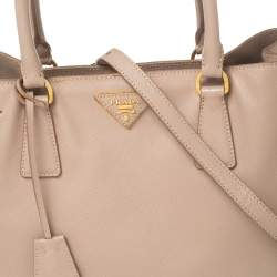 Pre Owned Prada Beige Saffiano Leather Medium Open Tote