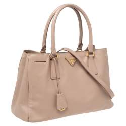 Pre Owned Prada Beige Saffiano Leather Medium Open Tote
