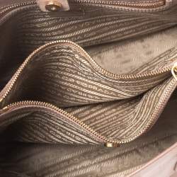 Pre Owned Prada Beige Saffiano Leather Medium Open Tote